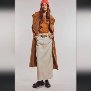 NWT FREE PEOPLE faux leather maxi skirt in cream size 2 COLOR: Vanilla cream